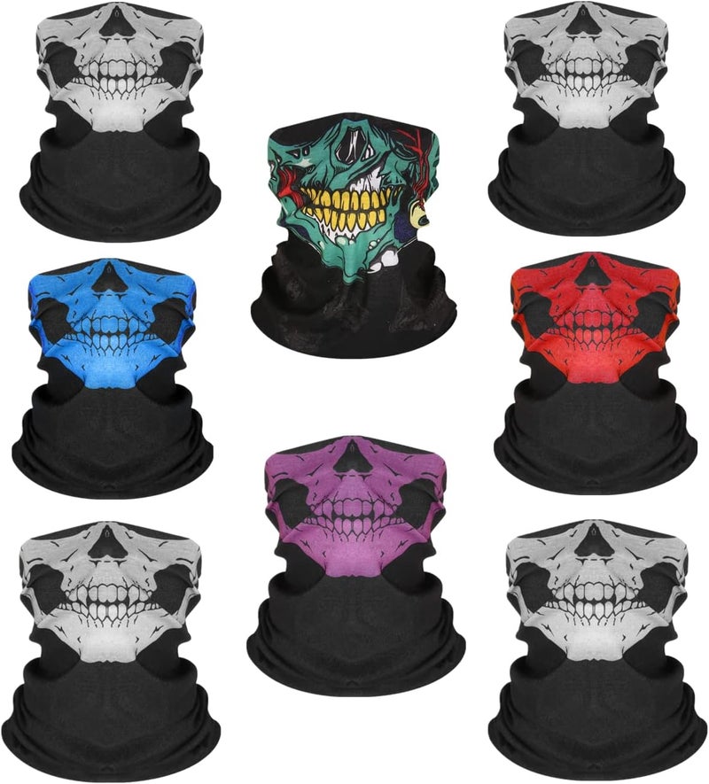 WYSUMMER 8PCS Scarves Bandanas Face Tube Black Headband, Motorcycle Multi Function Headwear Hat Scarf Neck Warmer Balaclava - Image 1